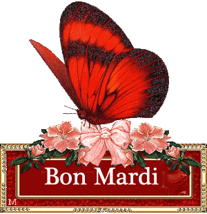 Gif animé Bon mardi papillon rouge